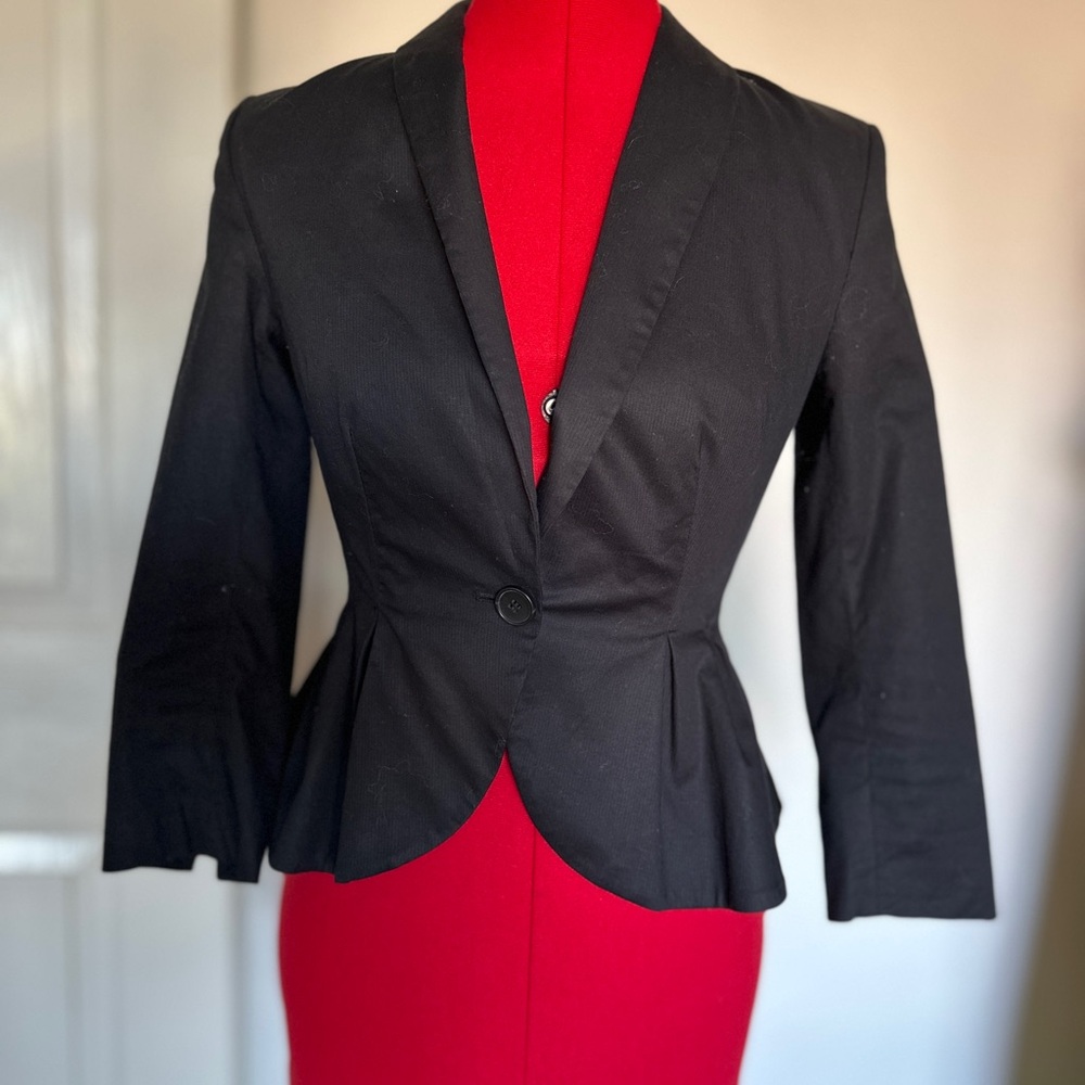 H&M Black Blazer with Tailored Peplum Design